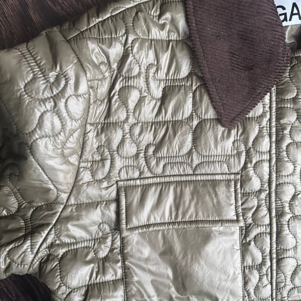 Ganni NWOT Quilt Midi Jacket Dark Green - Picture 7 of 14